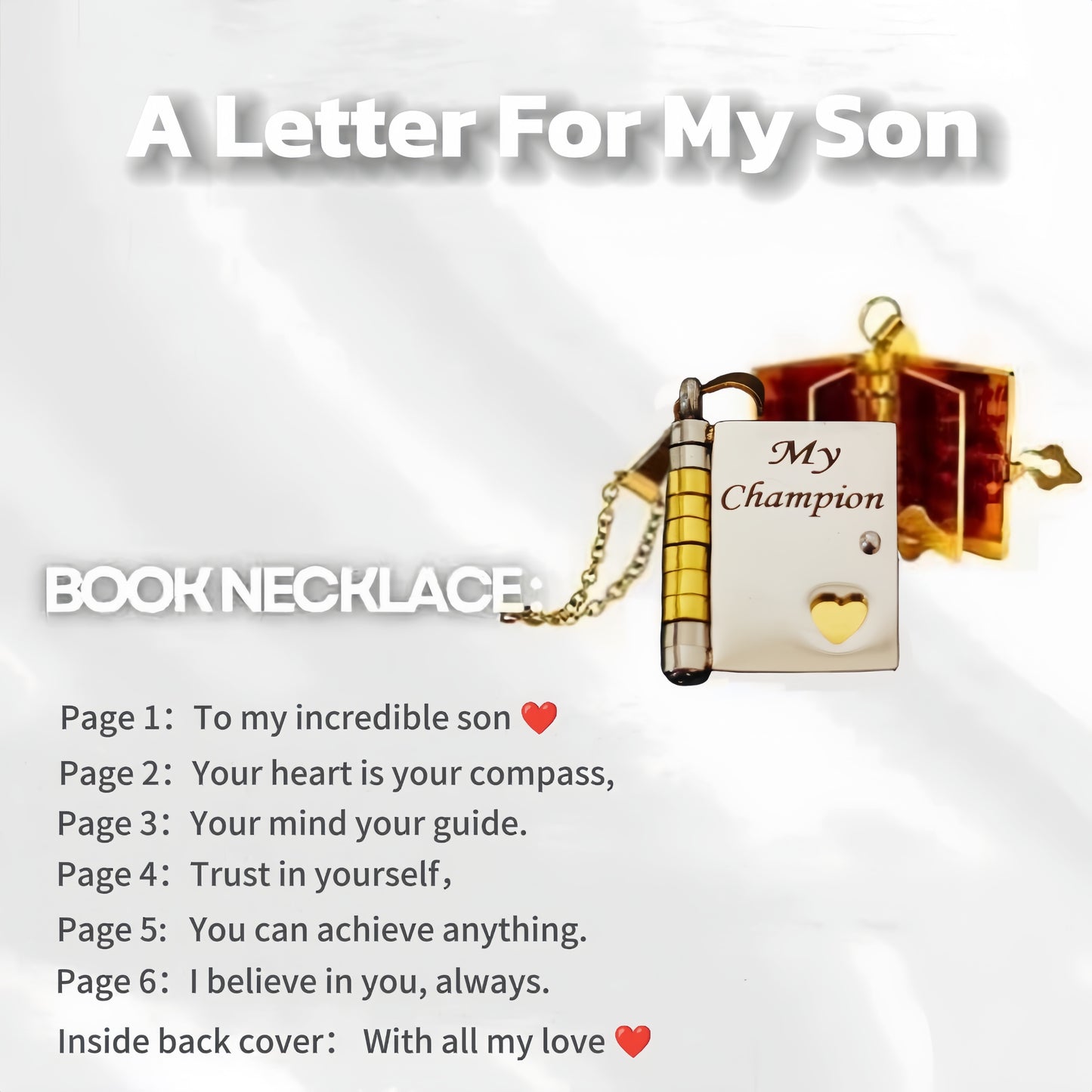 Mini Book Locket Necklace | Hidden Inspirational Message For Son & Daughter 💌