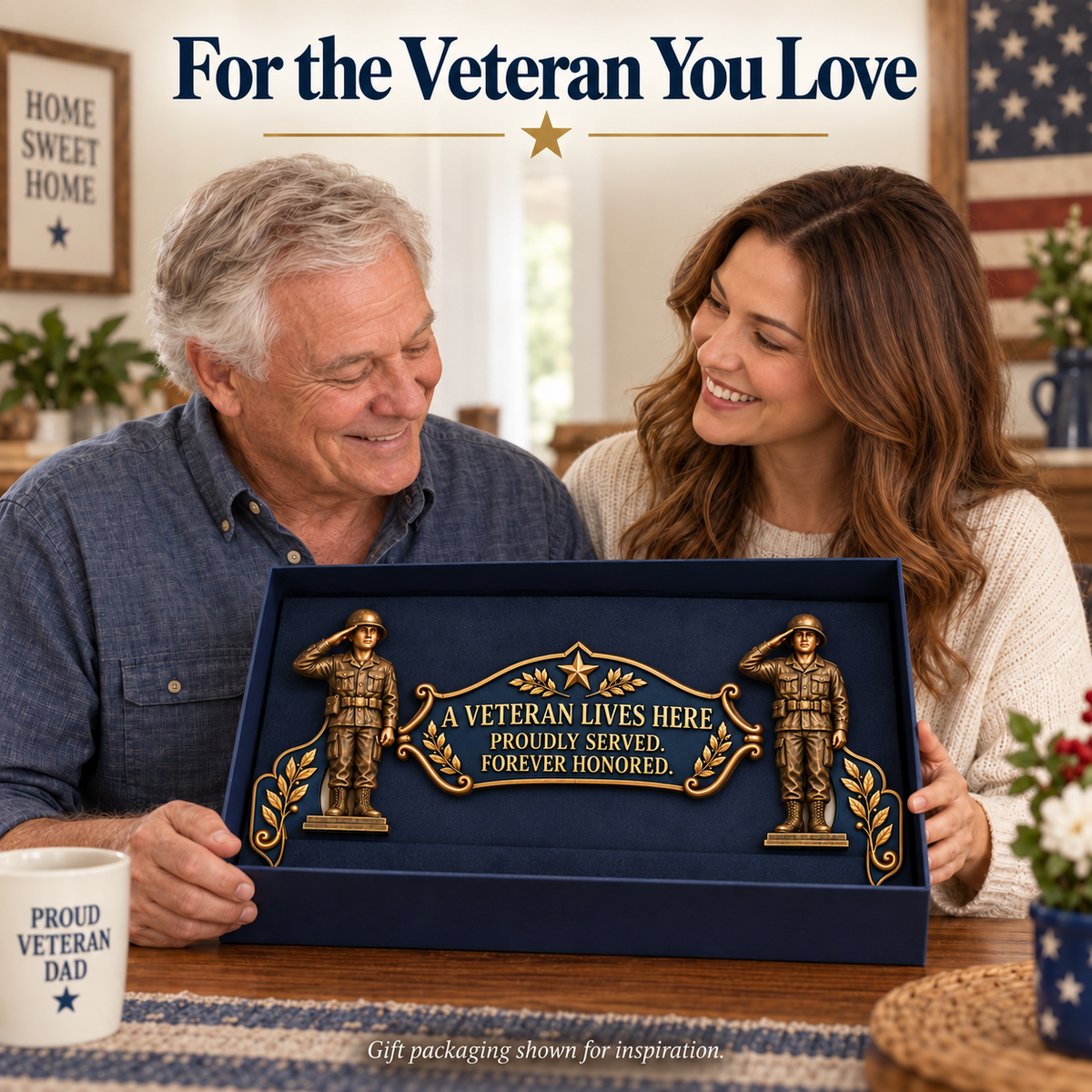 "A Veteran Lives Here" - Proudly Served 3-Piece Door Frame Decor Set 🇺🇸 | Honor Their Service Everyday
