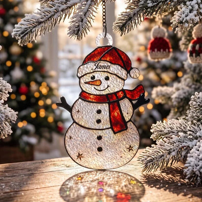 Personalized Christmas‑themed Stained Glass Ornament – Custom Name Suncatcher Tree Decoration 🌈