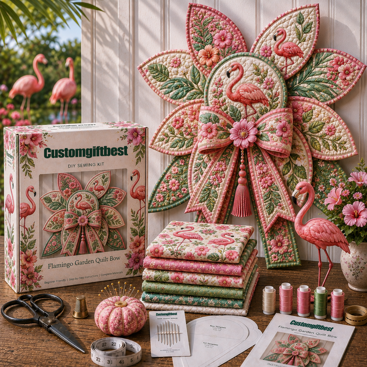 🌼 DIY Sewing Kit Garden Quilt Bow | Beginner Friendly Handmade Craft for Door Wall Entryway Seasonal Home Decor