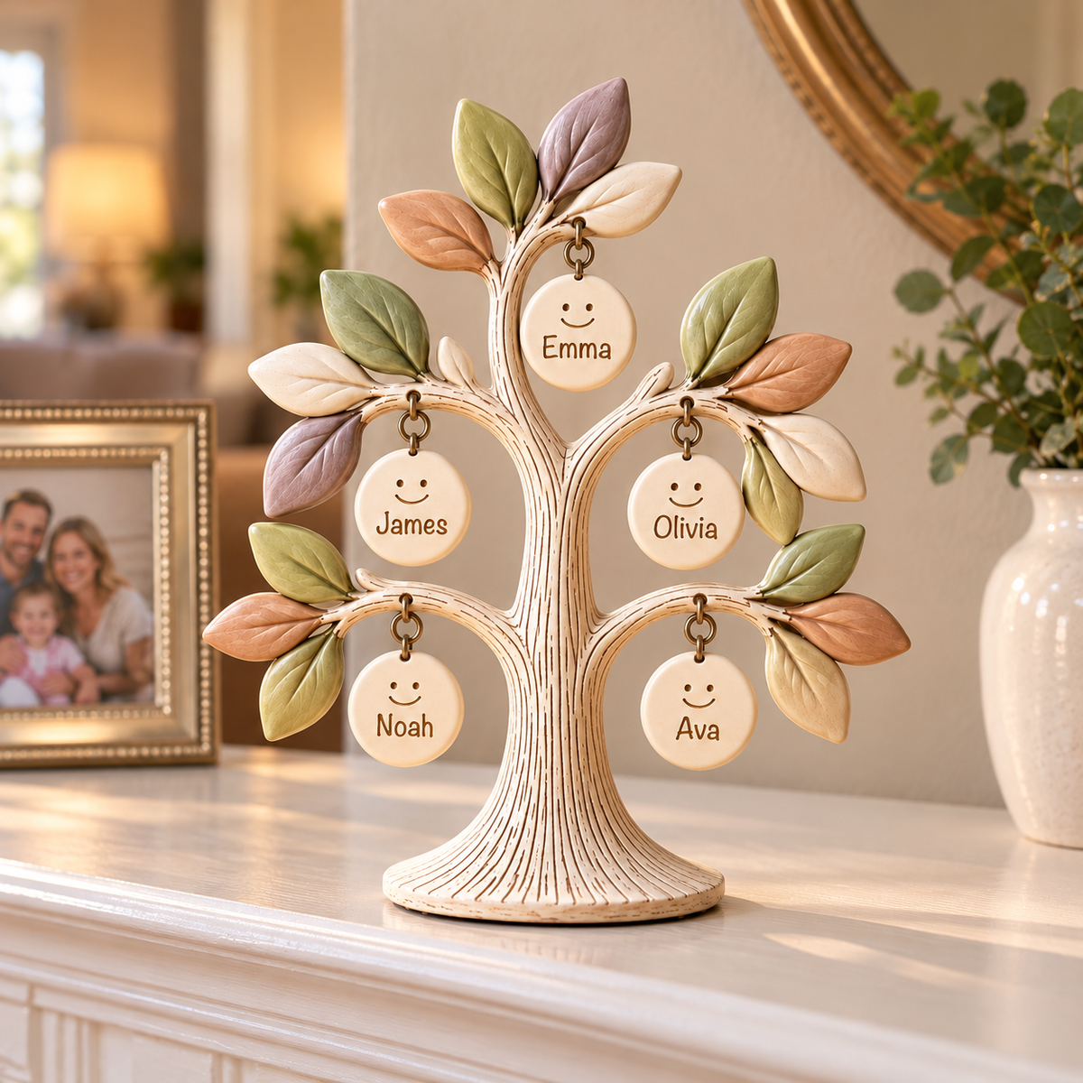 Personalized Family "Tree of Life" Desktop Ornament – Custom Names 🌳💖