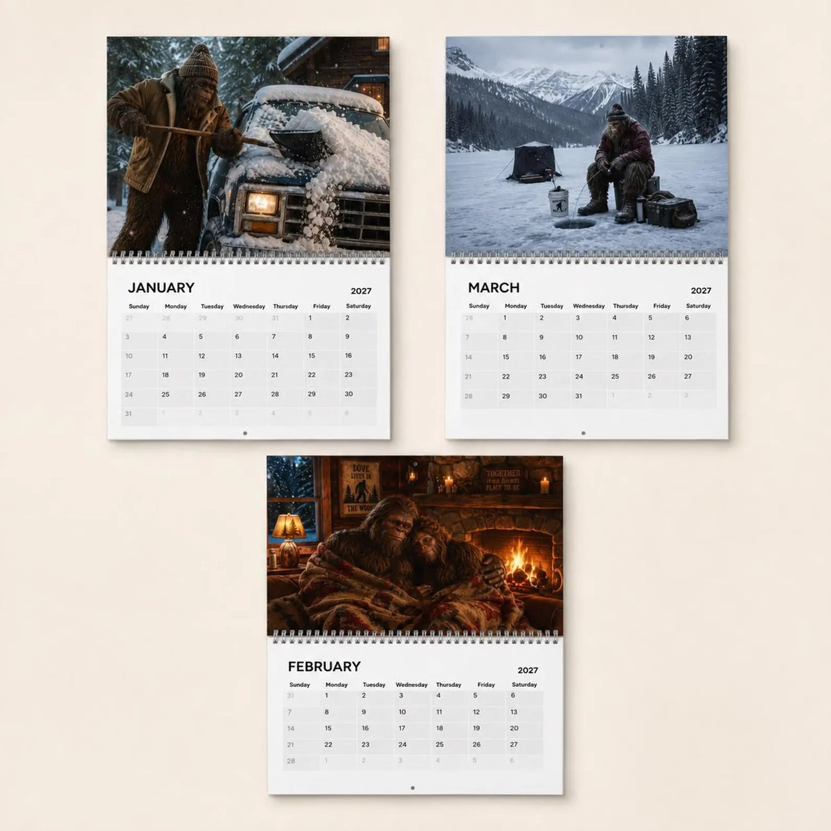🦶 Bigfoot’s 2027 Wall Desk Calendar – Big Adventures. Good Vibes. Stay Wild.