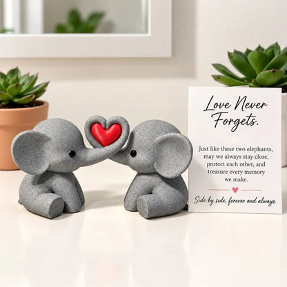 🔥Last Day 50% OFF - 🐘❤️Elephant Couple Heart Decor With Card