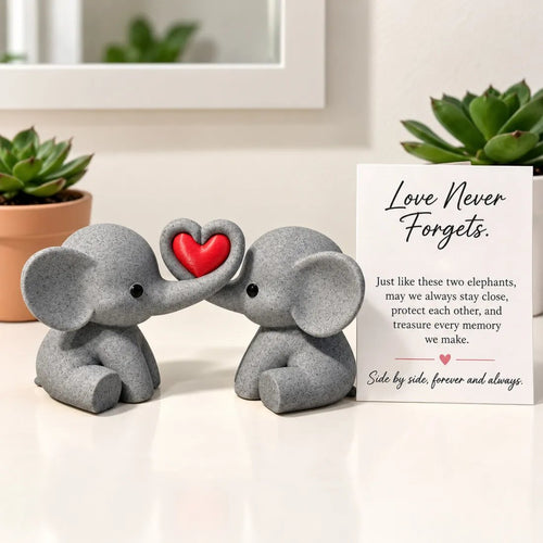 🔥Last Day 50% OFF - 🐘❤️Elephant Couple Heart Decor With Card