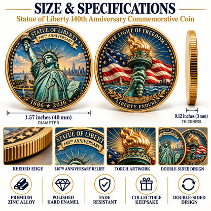 ⏳ Last Day 50% OFF – 🗽 Statue of Liberty 140th Anniversary Commemorative Coin | 1886–2026 American Heritage Keepsake 🇺🇸