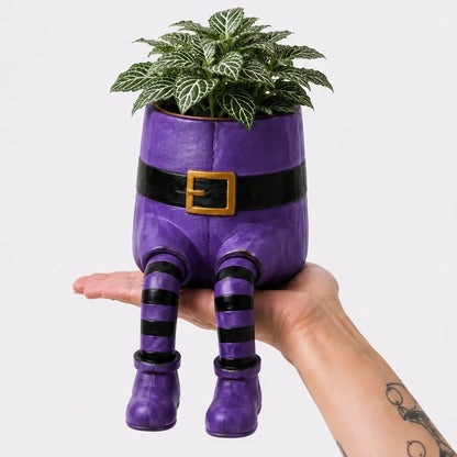 💀🎃Halloween Whimsical Hanging Leg Planter Hand-Painted Resin Succulent Pot💐