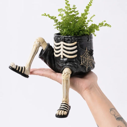 💀🎃Halloween Whimsical Hanging Leg Planter Hand-Painted Resin Succulent Pot💐