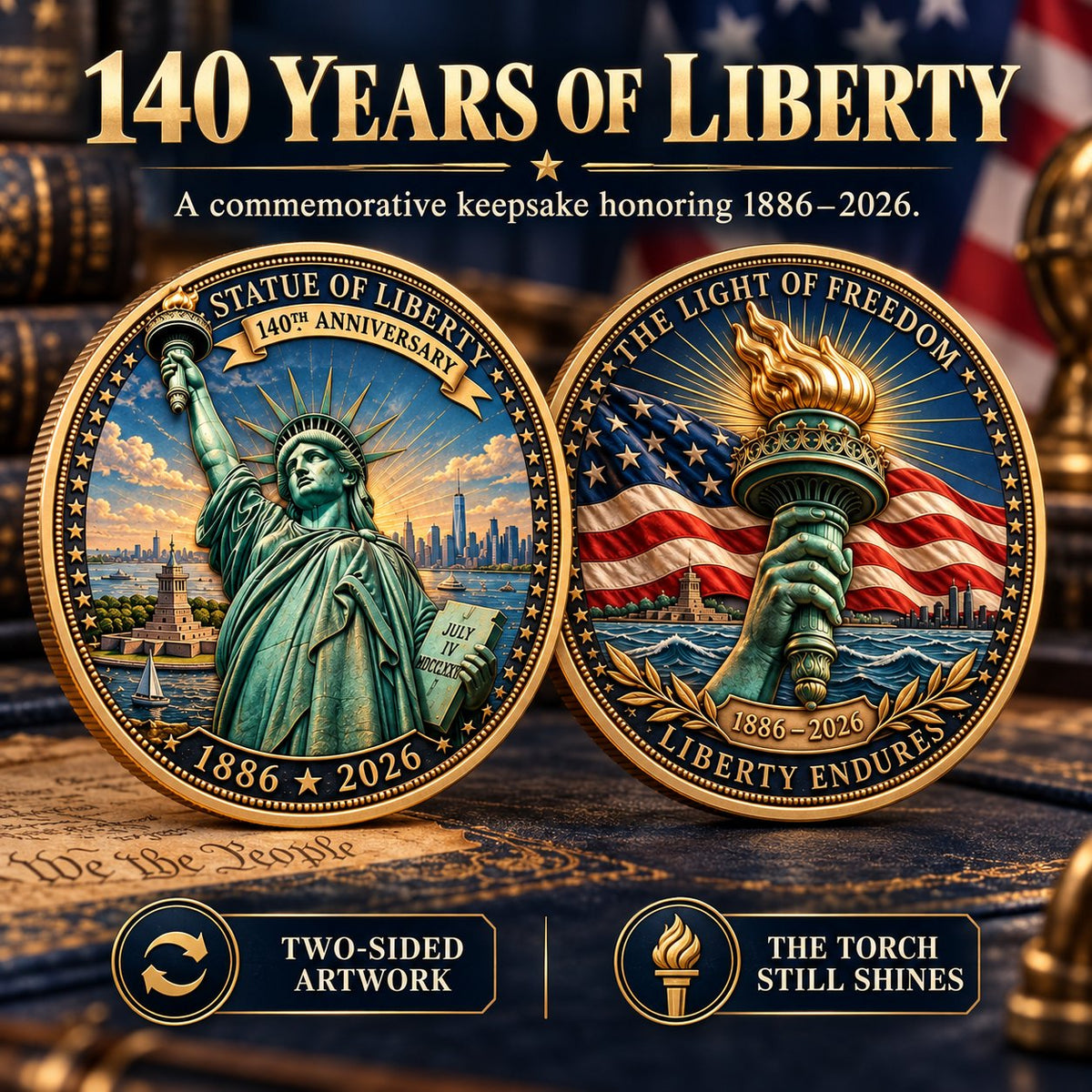⏳ Last Day 50% OFF – 🗽 Statue of Liberty 140th Anniversary Commemorative Coin | 1886–2026 American Heritage Keepsake 🇺🇸