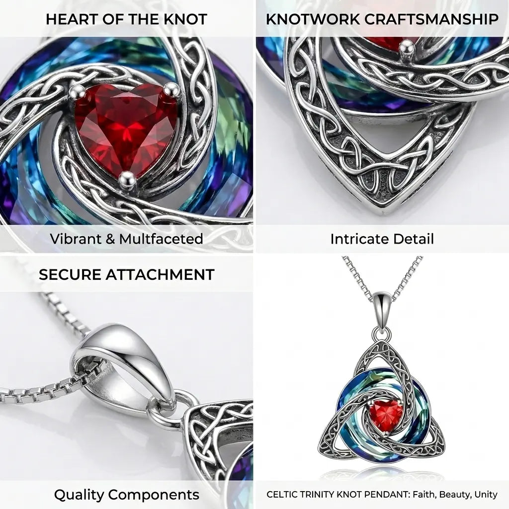 Birthstone Celtic Trinity Knot Necklace – Silver-Plated Crystal Pendant Jewelry