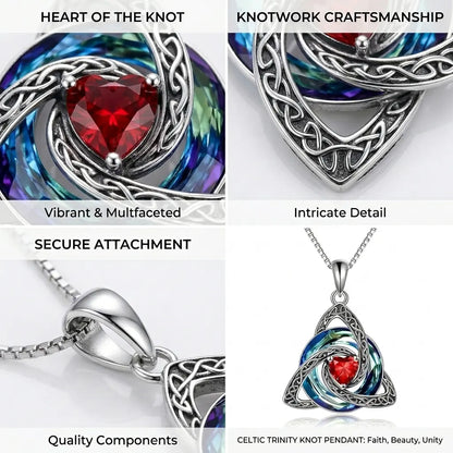 Birthstone Celtic Trinity Knot Necklace – Silver-Plated Crystal Pendant Jewelry