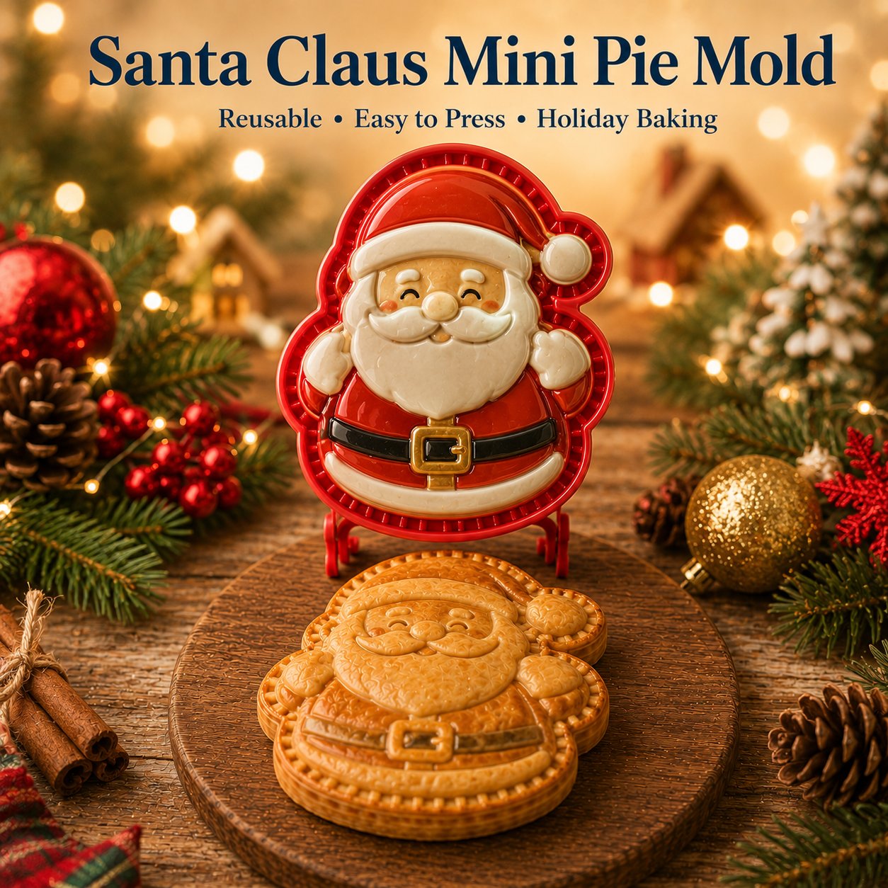 ⏳ Last Day 50% OFF – 🎄 9-Design Christmas Mini Pie Mold Collection | Reusable Embossed Molds for Shaping Detailed Santa, Snowman, Reindeer, Tree & Holiday Pies 🥧✨
