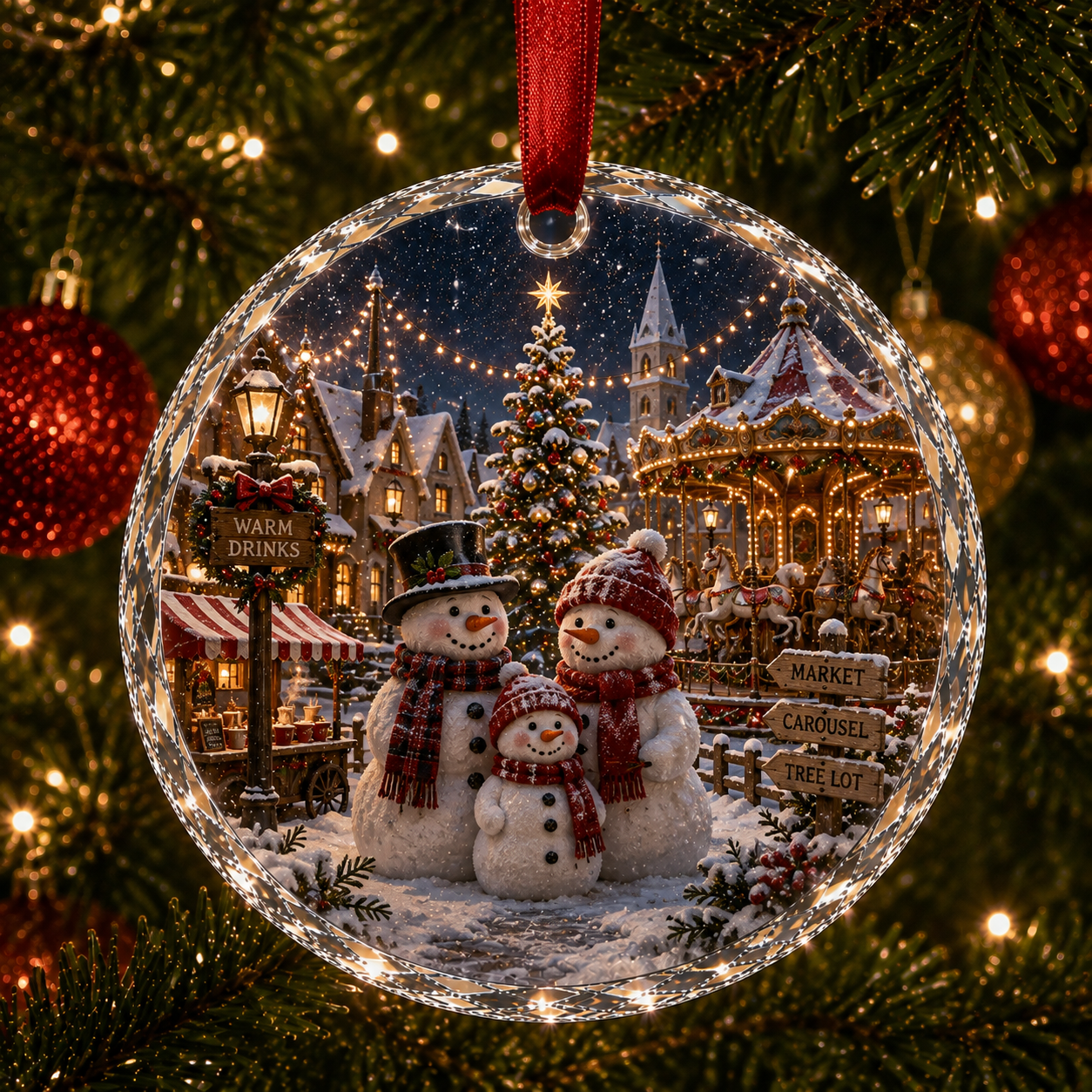 Christmas Landscape Scene Ornament – Festive Holiday Hanging Decoration