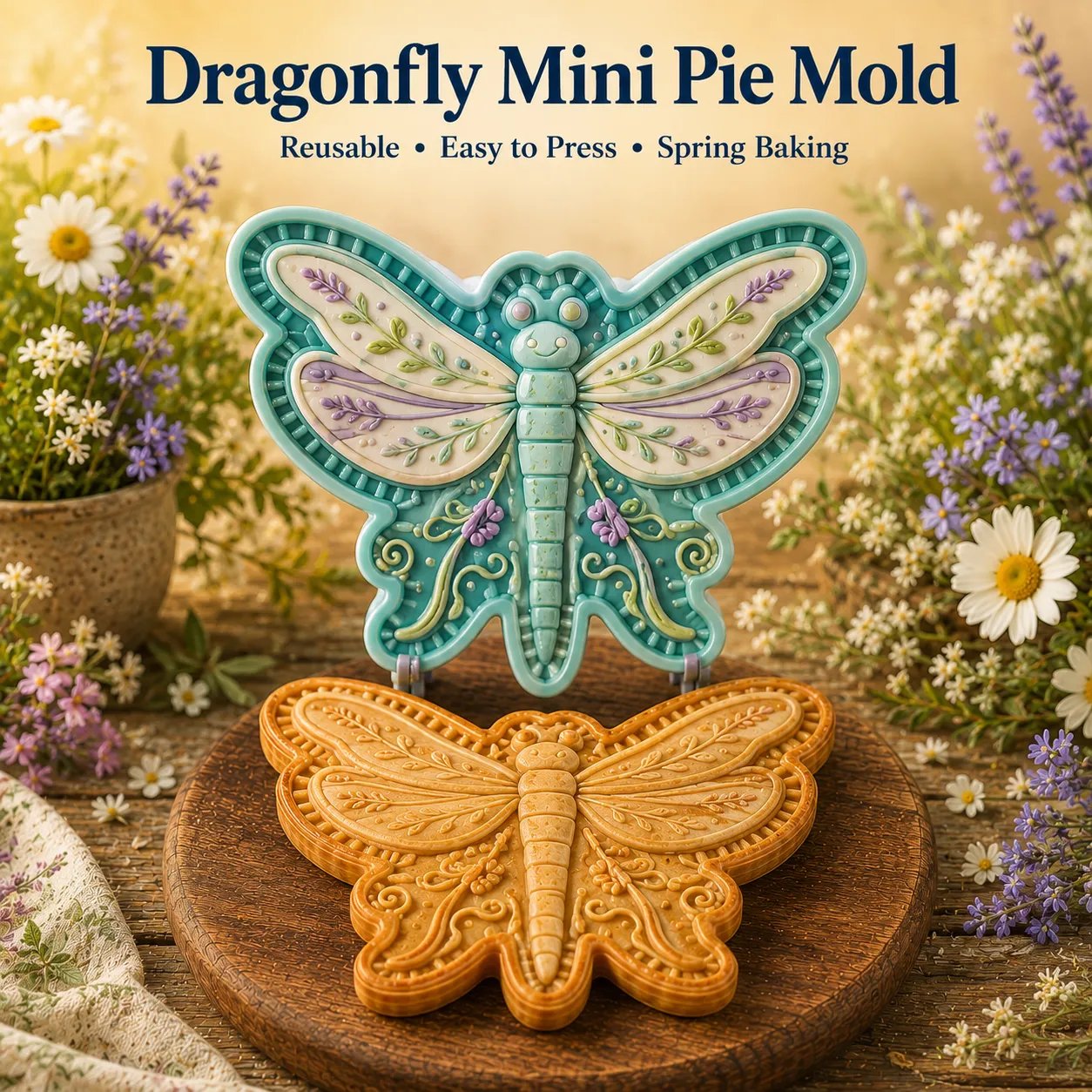 ⏳ Last Day 50% OFF – 🌸 8-Design Spring Garden Mini Pie Mold Collection | Reusable Embossed Molds for Shaping Detailed Bee, Butterfly, Ladybug, Sunflower, Cottage & More 🥧✨