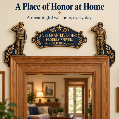 "A Veteran Lives Here" - Proudly Served 3-Piece Door Frame Decor Set 🇺🇸 | Honor Their Service Everyday