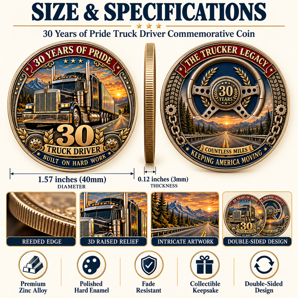 🚛 Truck Driver 30 Years of Pride Commemorative Challenge Coin