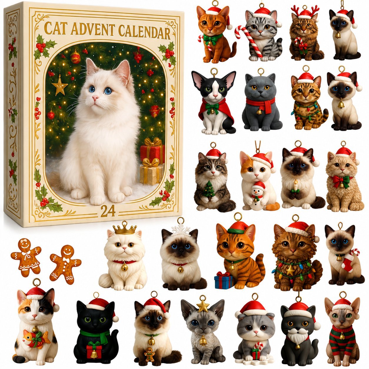 🐱🎄 24 Days of Christmas Cats Advent Calendar – 24 Collectible Festive Cat Surprises