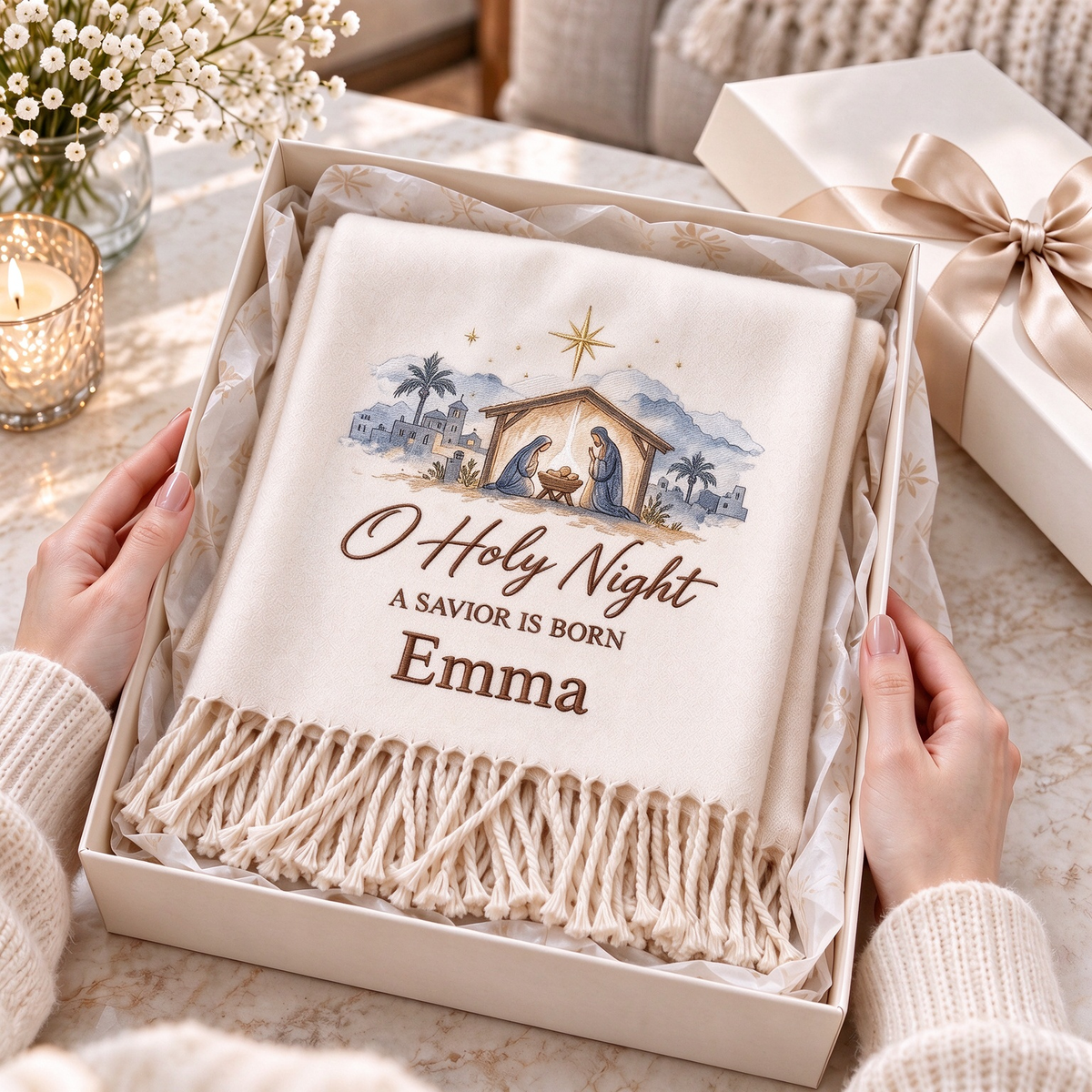 Wrapped in Faith — Personalized Name & Bible Verse Winter Scarf