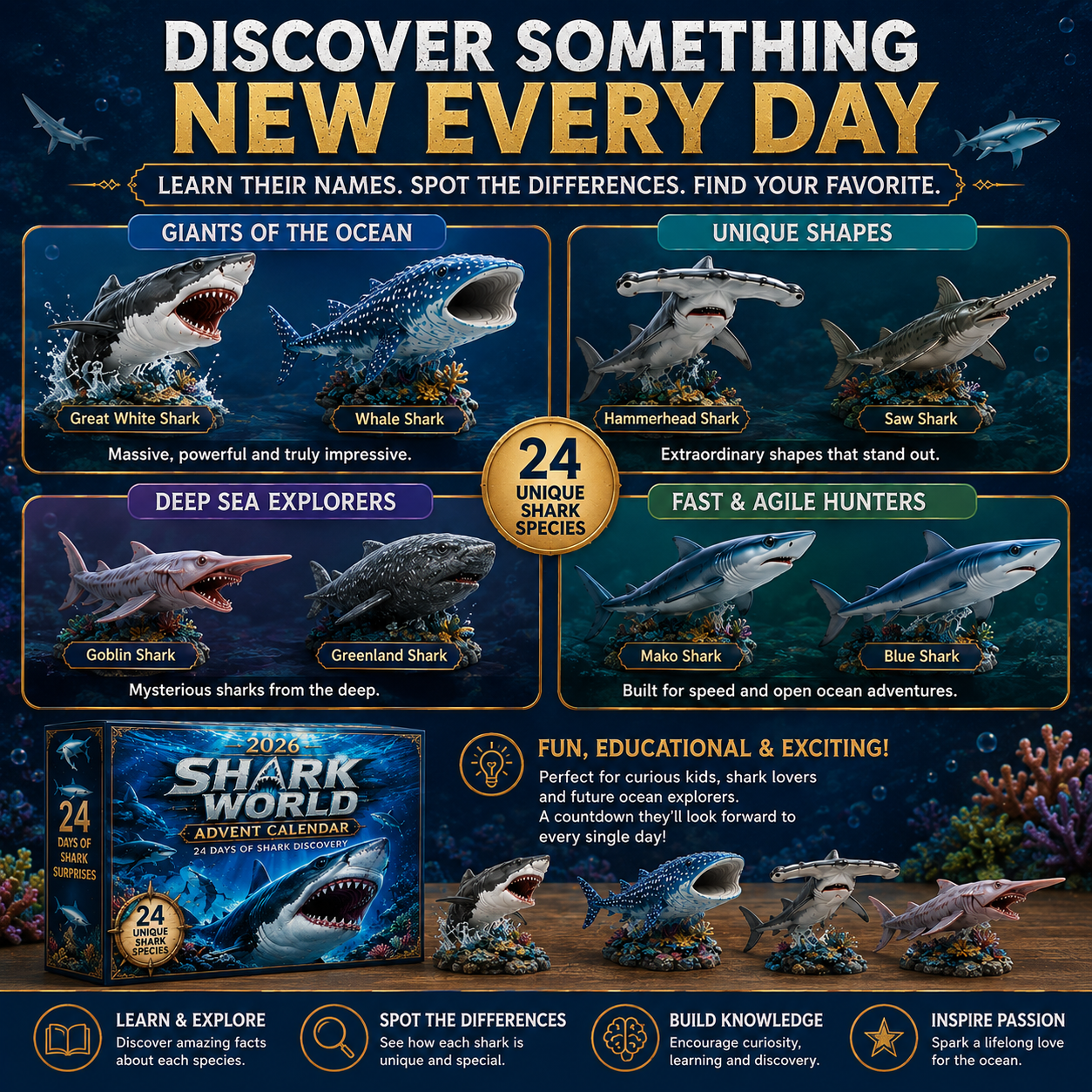 🔥50% Off Today Only-🦈 2026 Shark World Advent Calendar