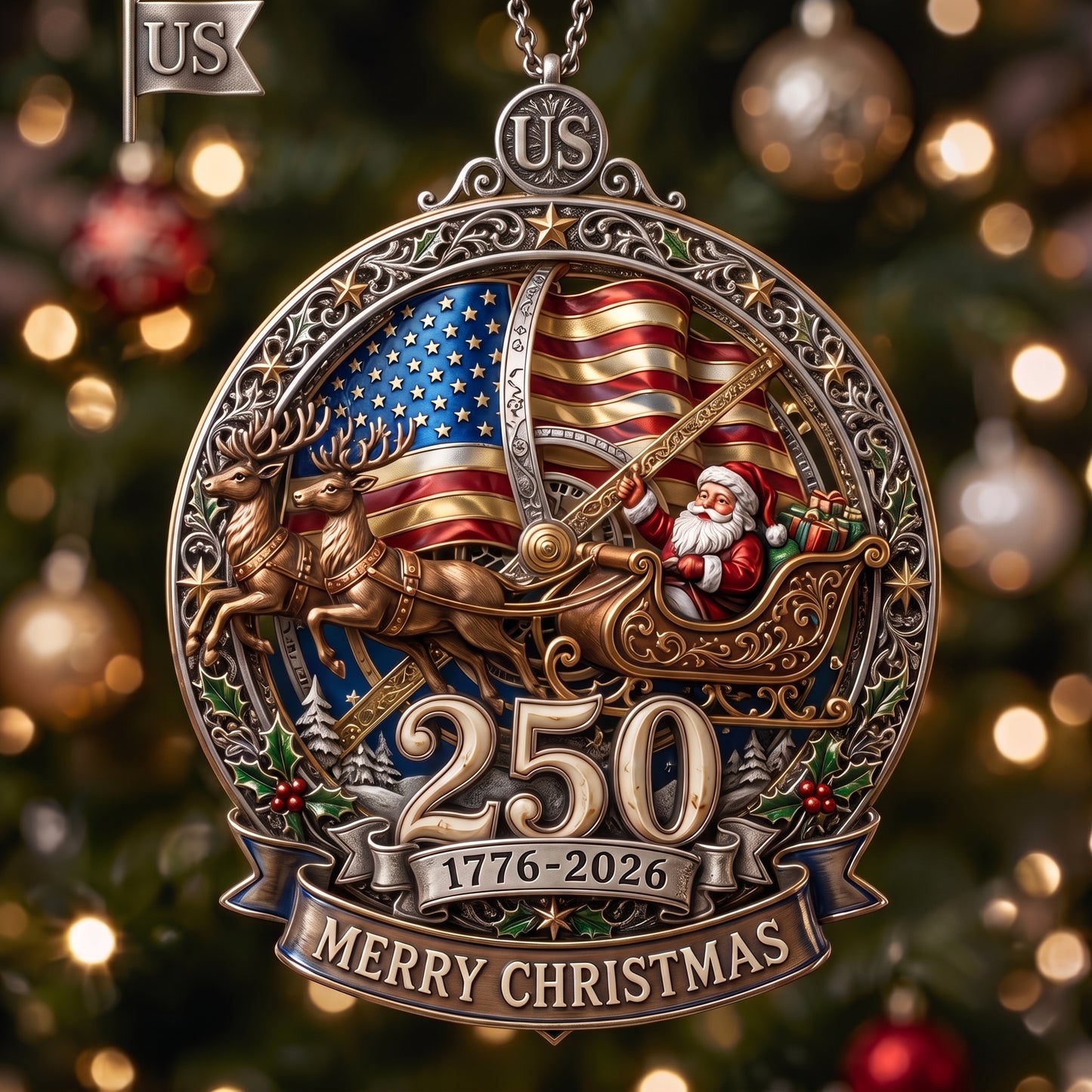 🎉250th American Christmas Patriotic Ornament Collection | 1776-2026 Freedom Keepsake