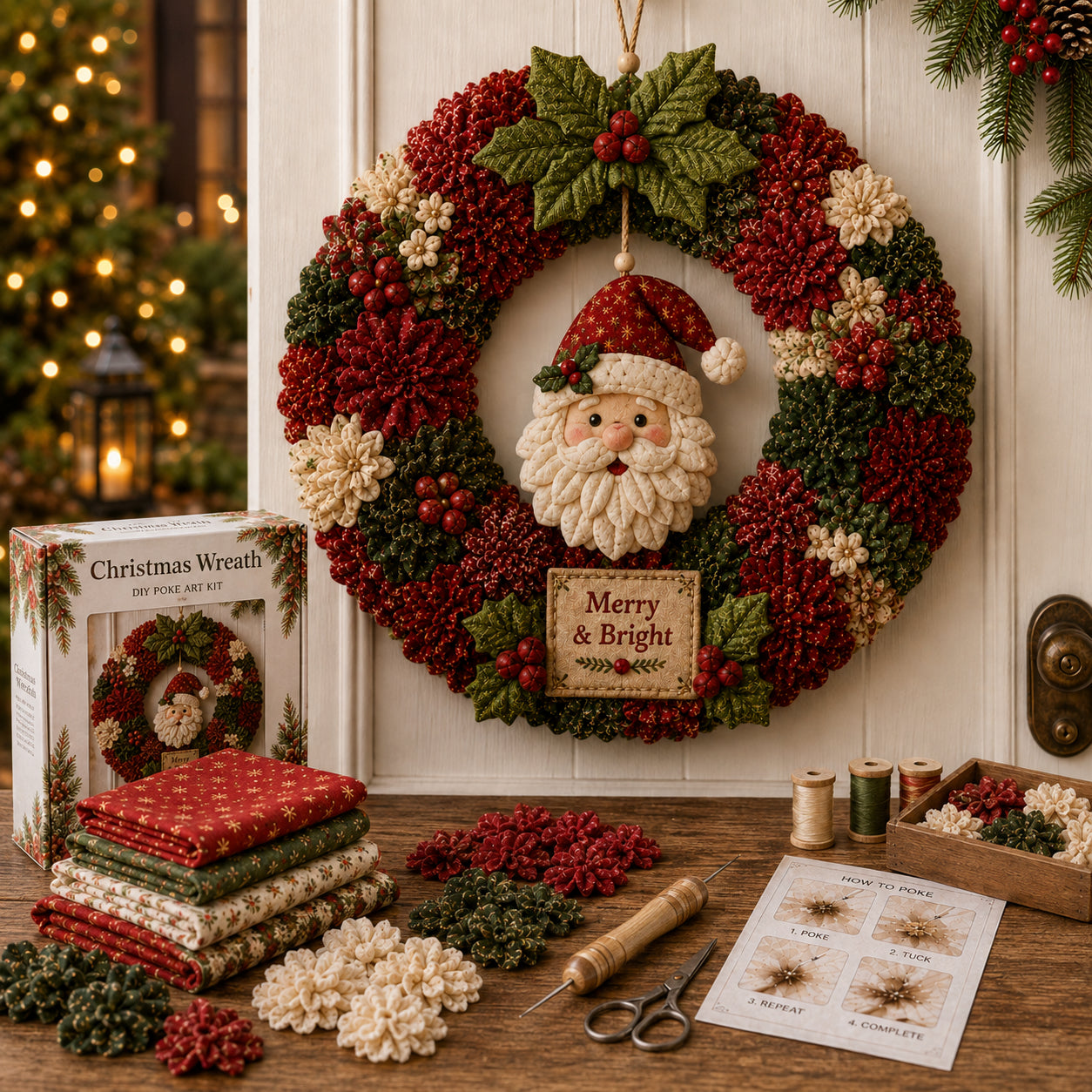🔥49% Off Last Day 🔥🎄 3D Fabric Poke Wreath DIY Kit