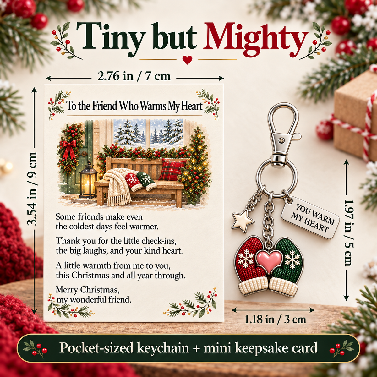 "You Warm My Heart" Mittens Keychain & Mini Keepsake Card ❄️❤️ | The Perfect Best Friend Christmas Gift & Stocking Stuffer