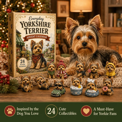 Yorkshire Terrier Advent Calendar – 24 Unique Yorkie Acrylic Ornaments & Daily Christmas Surprises