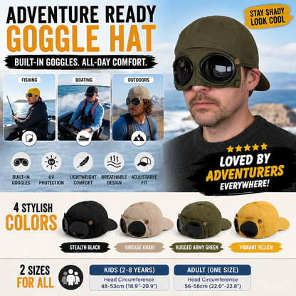 The Ultimate 2-in-1 Aviator Goggle Cap 🧢😎 (Adult & Kids Sizes!)
