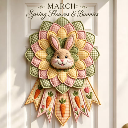 DIY Monthly Seasonal Door Hanger Kit 🎪 Farmhouse Fabric Wreath for Front Door, 12 Month Holiday Home Decor