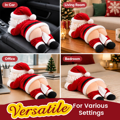 😂Funny Santa Butt Tissue Box – Plush Christmas Tissue Holder & Gag Gift🎁