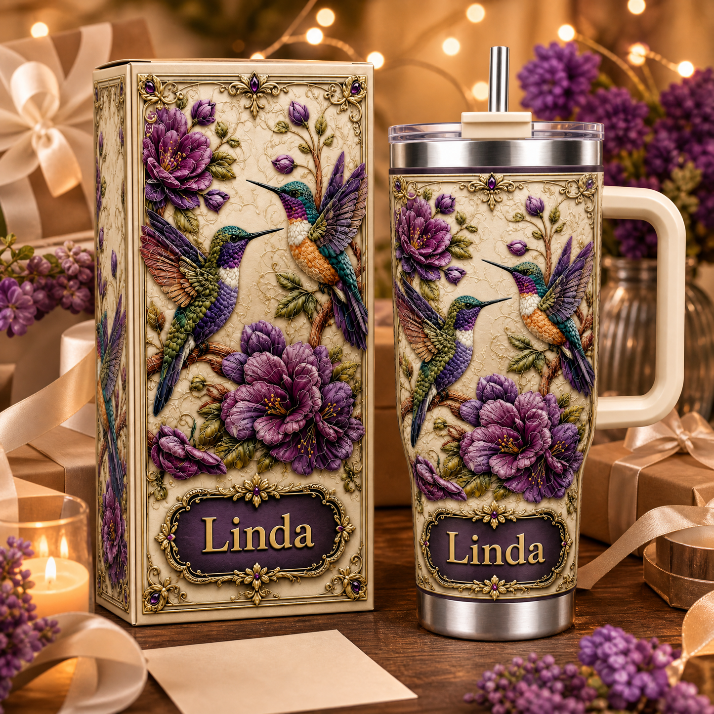 🐦 Personalized Hummingbird Tumbler with Gift Box 🌸