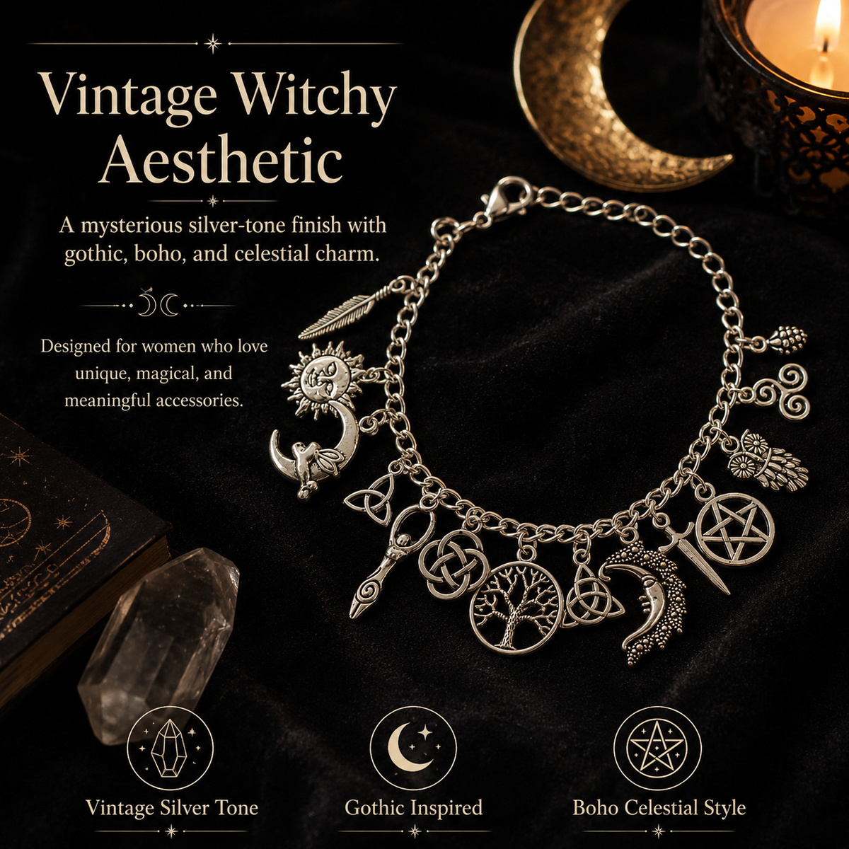 🔥Last Day 50% OFF🌙Vintage Witchy Charm Bracelet