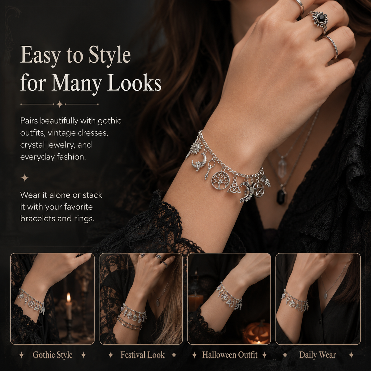 🔥Last Day 50% OFF🌙Vintage Witchy Charm Bracelet