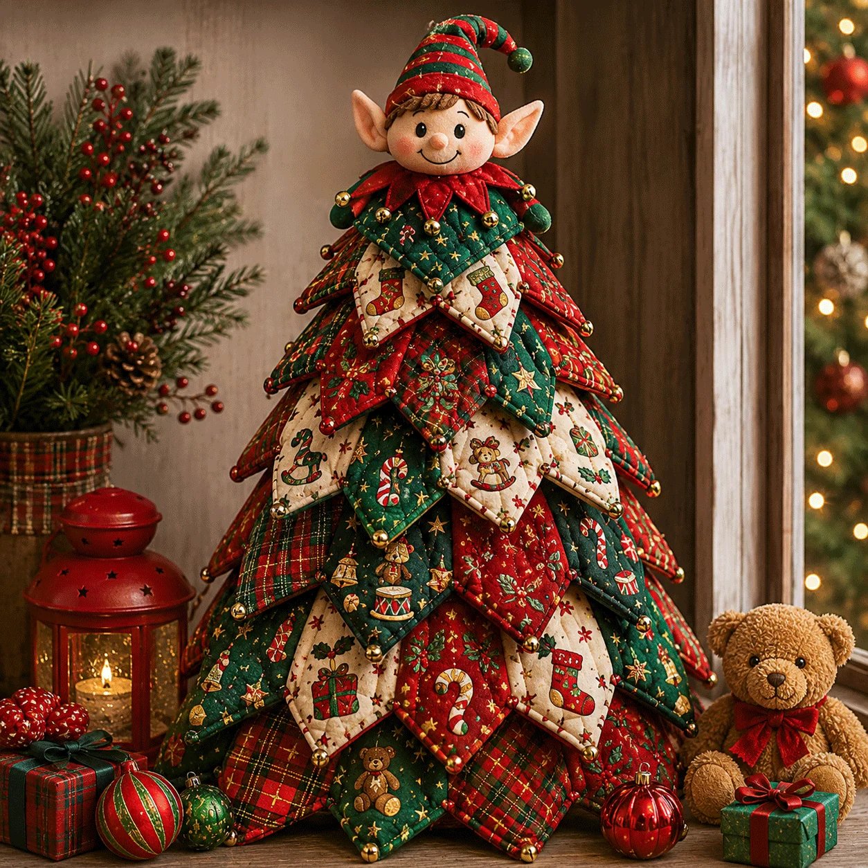 DIY Quilted Christmas Tree Kit – Handmade Fabric Holiday Tabletop Tree Decor