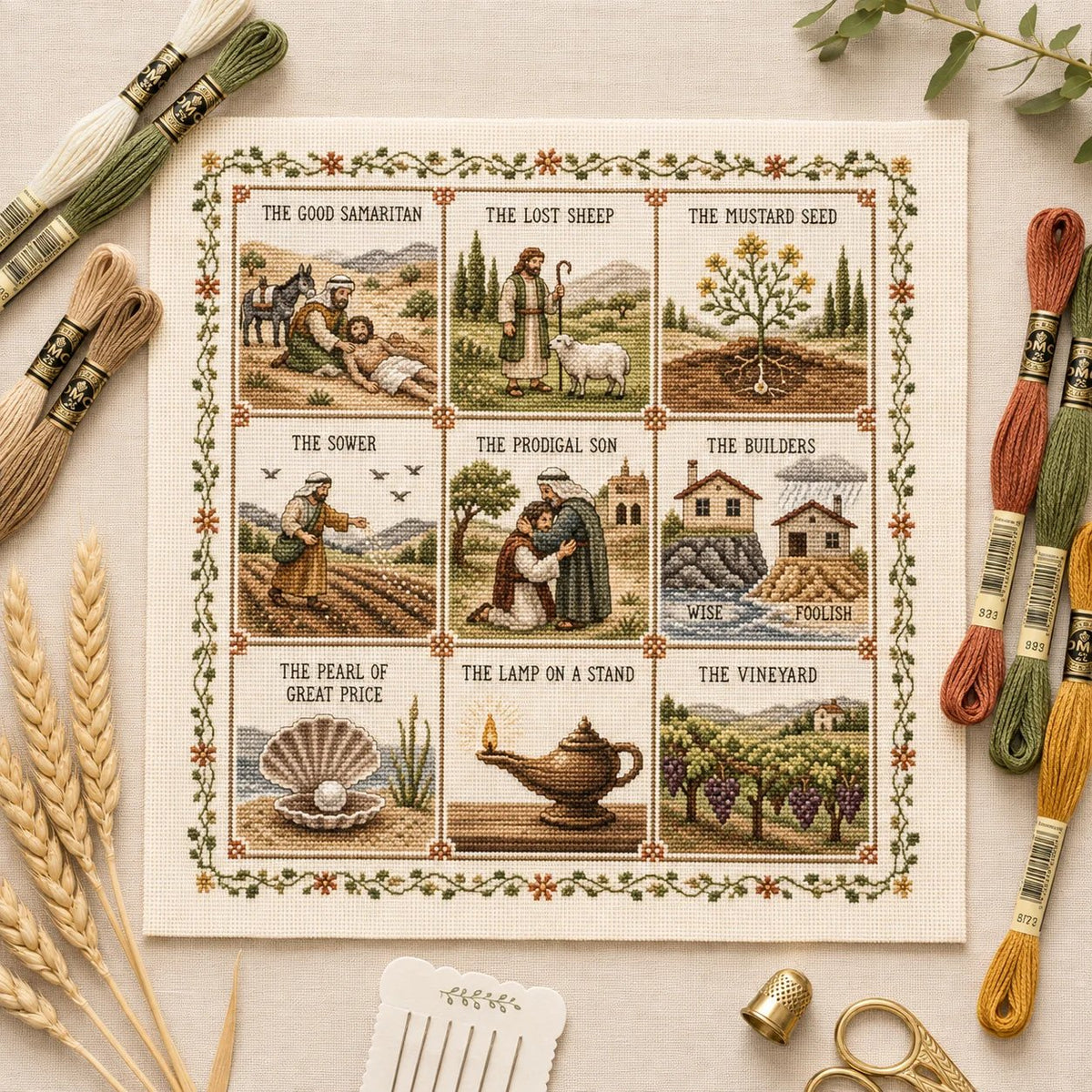 ✝️ Beginner-Friendly Life of Jesus Bible Story Cross Stitch DIY Kit | 6 Biblical Collections with Fabric, Color-Matched Floss, Needle & Pattern Guide Included 💕