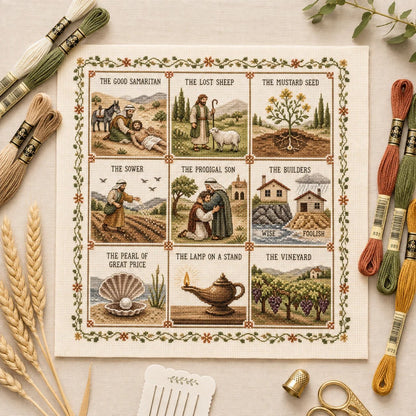 ✝️ Beginner-Friendly Life of Jesus Bible Story Cross Stitch DIY Kit | 6 Biblical Collections with Fabric, Color-Matched Floss, Needle & Pattern Guide Included 💕