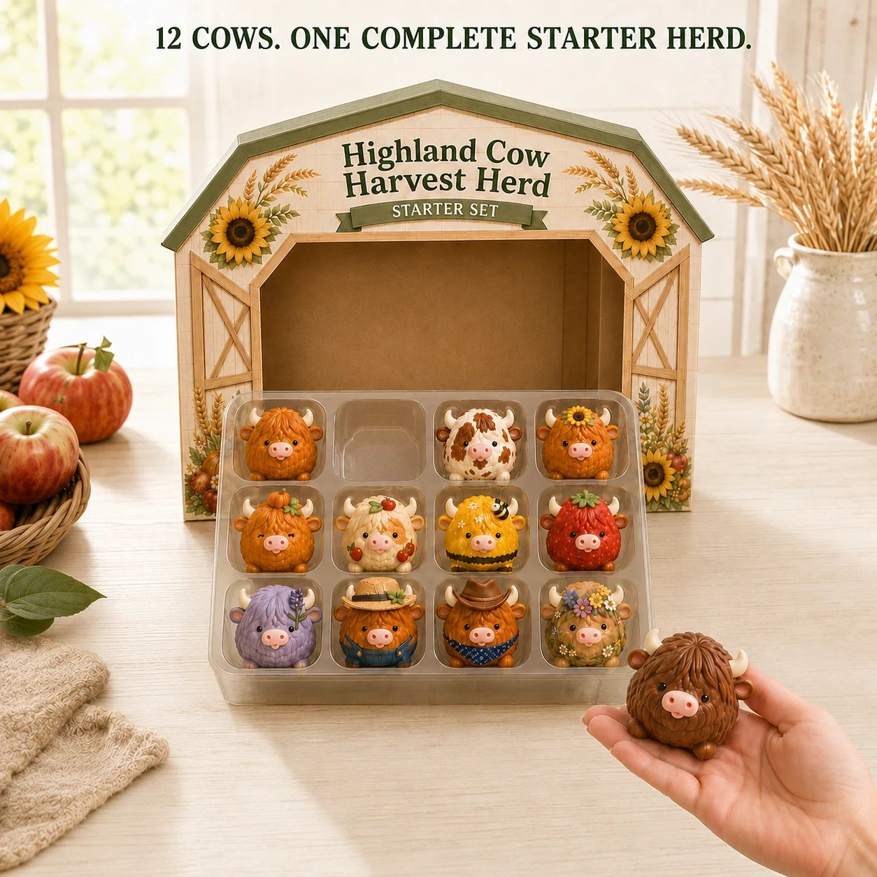 🐮 Highland Cow Squishy Collection | 12-Piece Harvest Herd or 24-Piece Holiday Collector’s Edition with Unique Characters & Secret Cow ✨