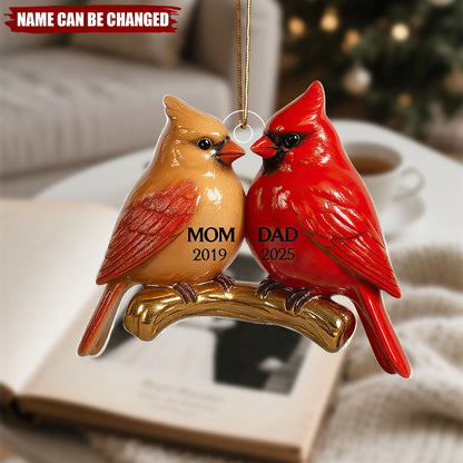 Personalized Vintage Nostalgic Cardinals Memorial  Acrylic Ornament