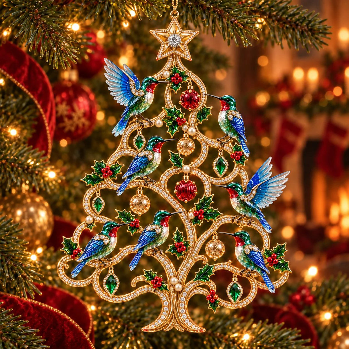 Jeweled Songbird Christmas Tree Ornament Collection – 4 Collectible Crystal-Style Designs
