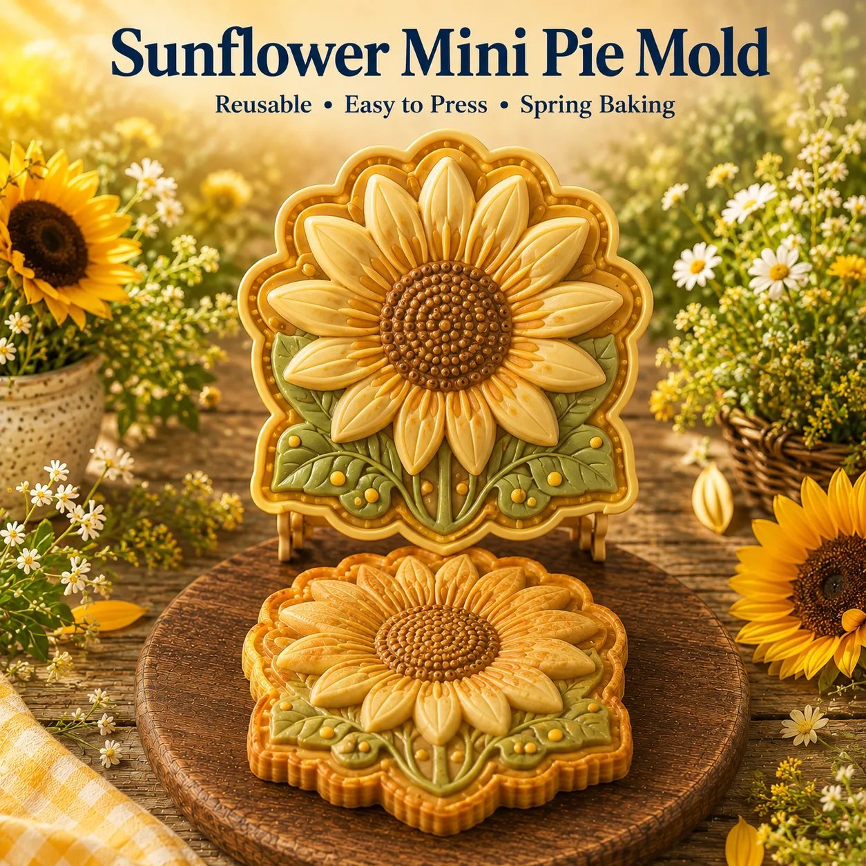 ⏳ Last Day 50% OFF – 🌸 8-Design Spring Garden Mini Pie Mold Collection | Reusable Embossed Molds for Shaping Detailed Bee, Butterfly, Ladybug, Sunflower, Cottage & More 🥧✨
