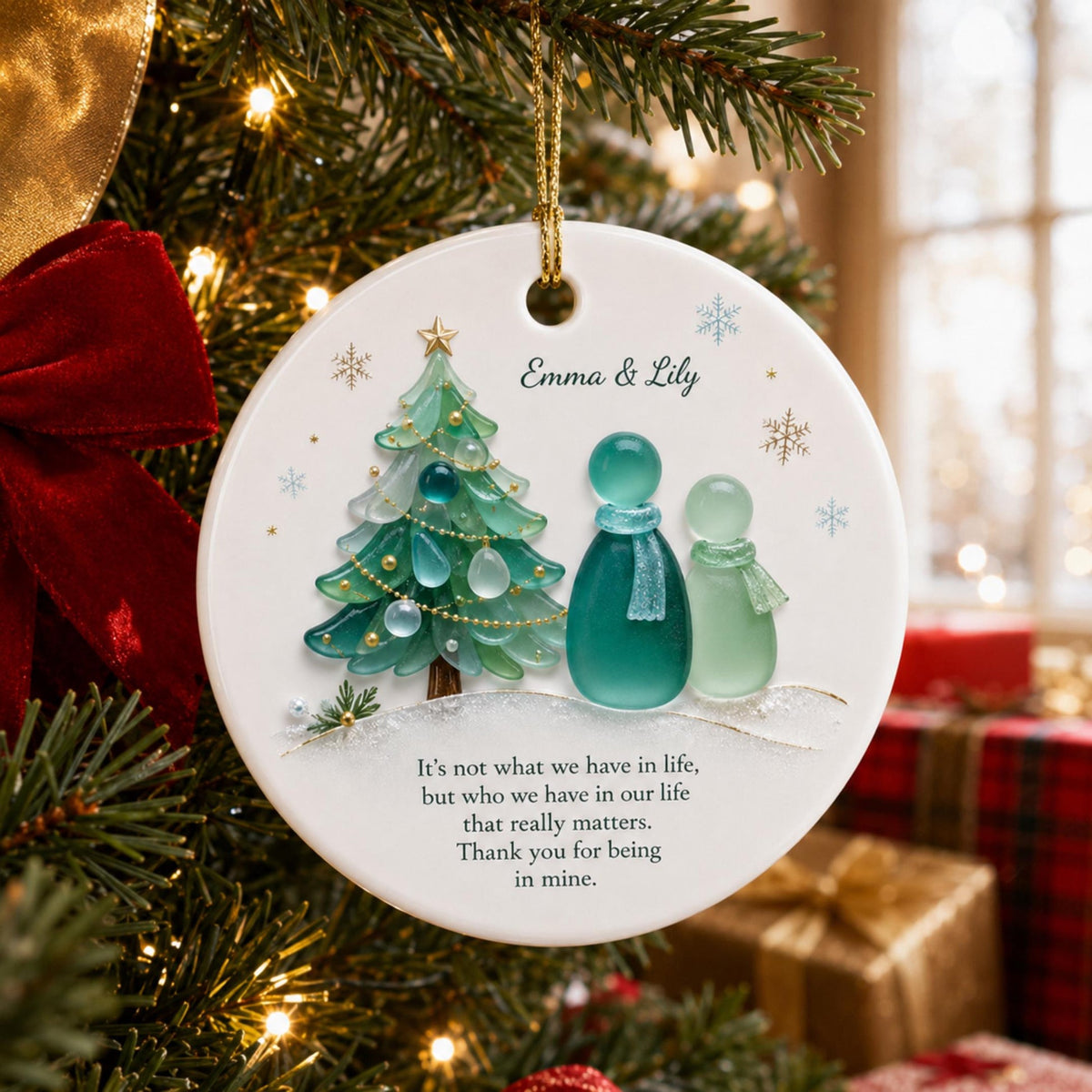 Personalized Couple Sea‑Glass‑Inspired Ceramic Ornament