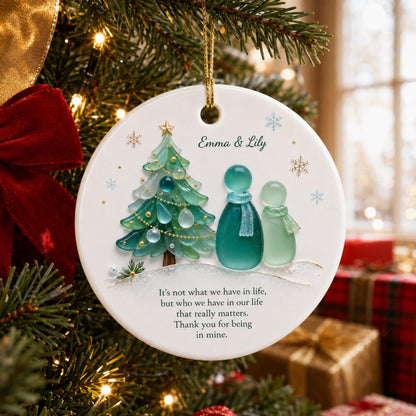 Personalized Couple Sea‑Glass‑Inspired Ceramic Ornament