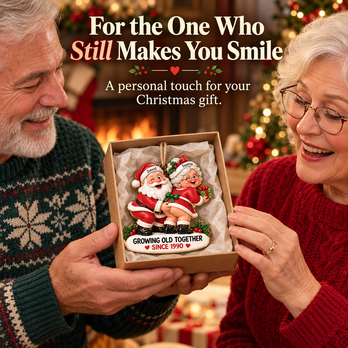 Personalized Santa Couple Ornament - Funny "Growing Old Together" Mr. & Mrs. Claus Anniversary Gift 🎅🤶