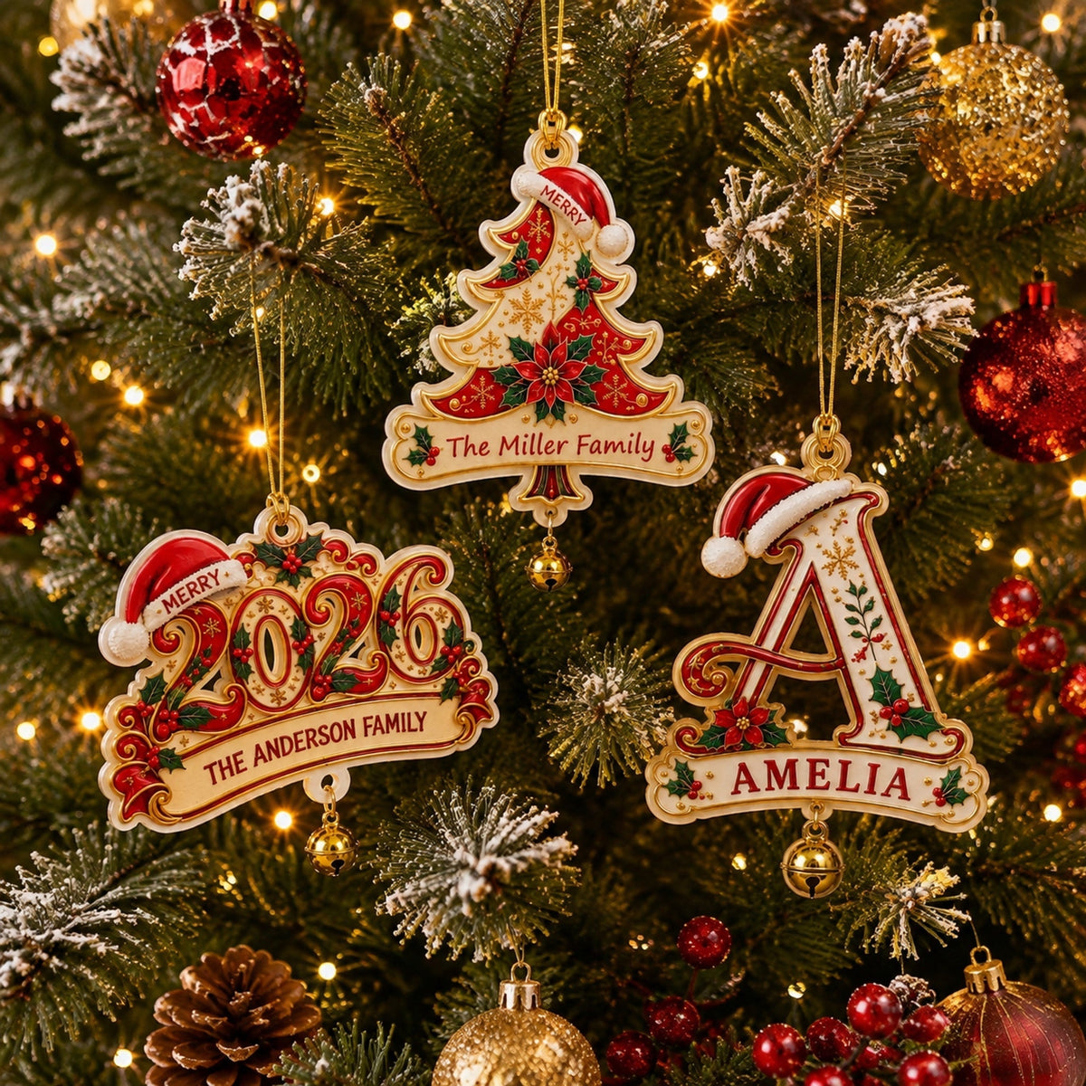 Personalized Letter Initial Christmas Ornament‑Custom Name Family Holiday Keepsake