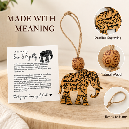 "Thank You For Being My Elephant" 🐘 Sisterhood Wooden Ornament & Story Card Gift Set