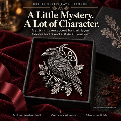🔥LAST DAY 50% OFF - 🐦‍⬛ Gothic Celtic Raven Brooch – Dark Academia Statement Pin