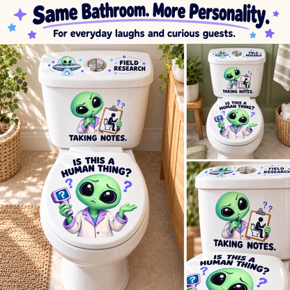 👽 “Is This a Human Thing?” 3-Piece Alien Toilet Decal Set
