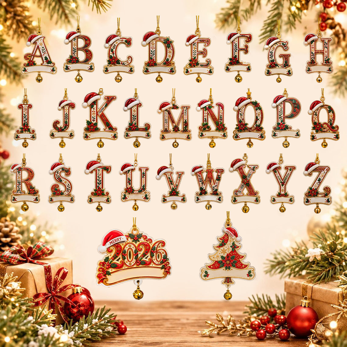 Personalized Letter Initial Christmas Ornament‑Custom Name Family Holiday Keepsake