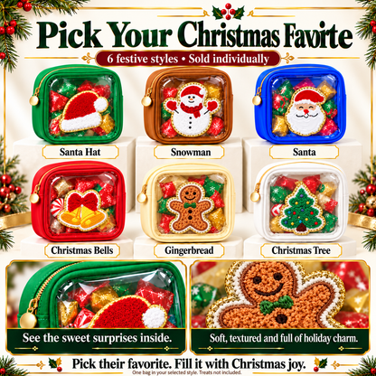 🎄🎁 Christmas Mini Treat Bag – Clear Window Zipper Pouch, 6 Festive Styles to Choose From ✨CHRISTMAS MINI