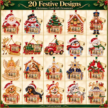 🎄 Christmas Cash Gift Ornament | 20 Crystal-Style Designs with Money Holder & Gift Tag 🎁