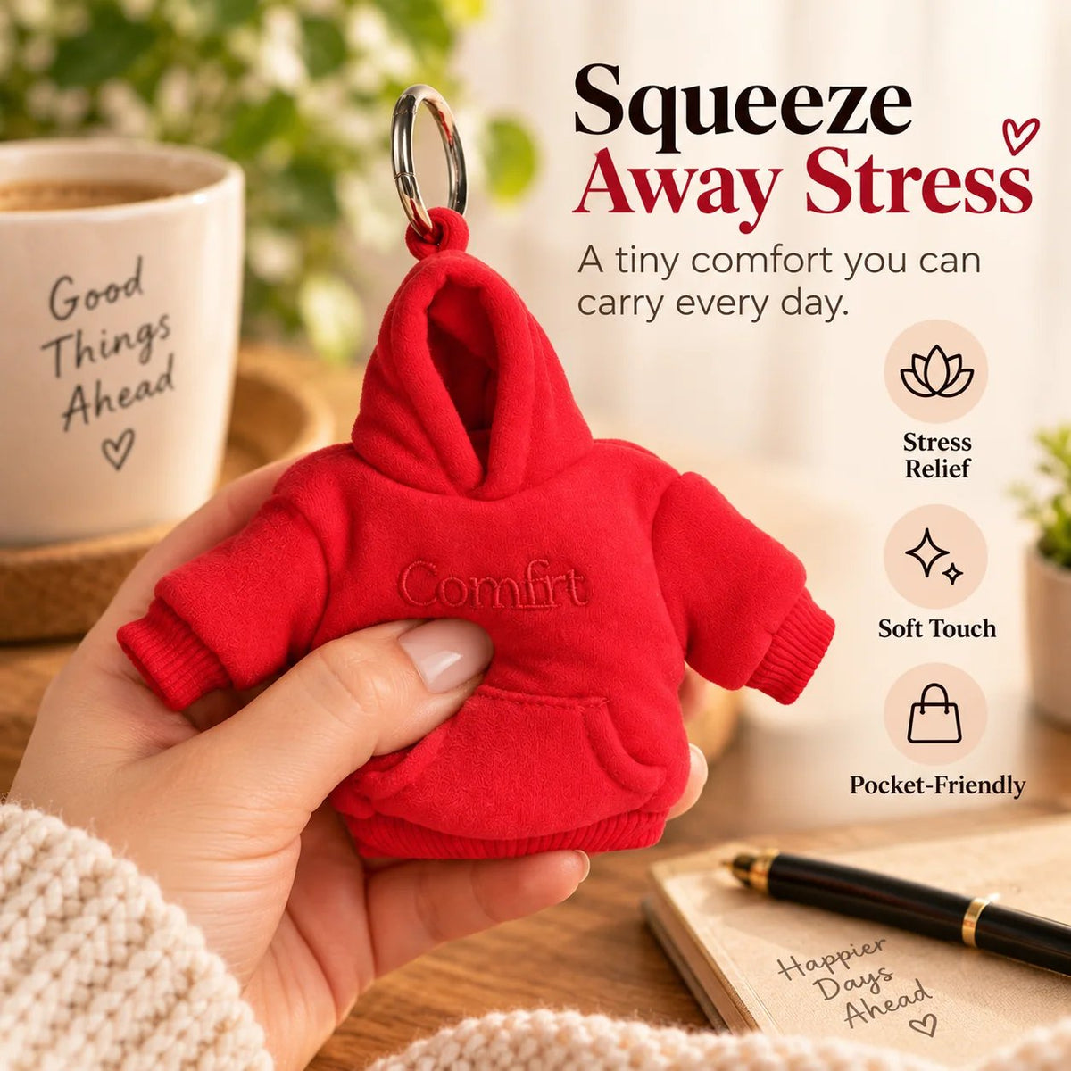 Mini Hoodie Stress Ball Keychain – Cute Squeeze Toy